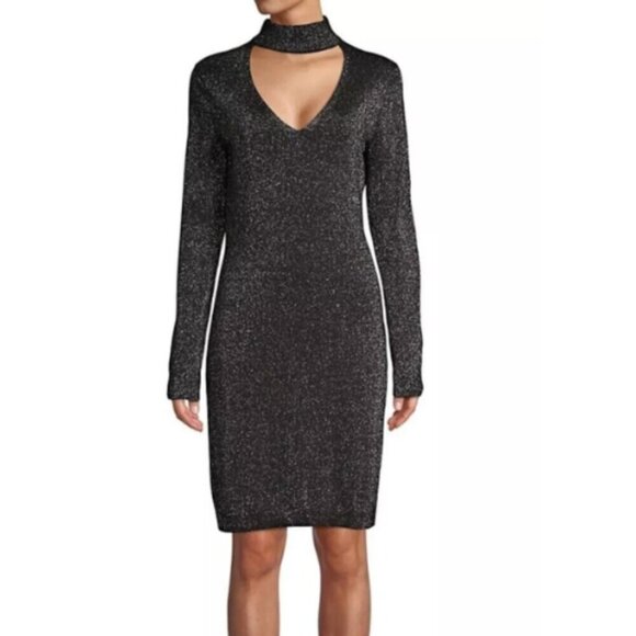 Michael Michael Kors Womens Small Choker Neck Glitter Sweater Dress - Picture 1 of 16